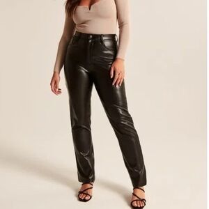 Abercrombie Curve Love 90s Straight Ultra High-Rise Vegan Leather Pants 18 Long